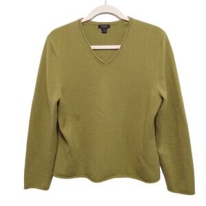 Prive XL 100% Cashmere Sweater V-Neck Pullover Soft Classic Artsy - Small Hole